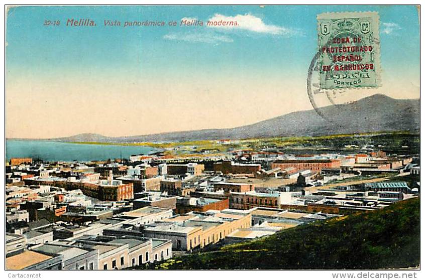 MELILLA. AMPIA VISTA PANORAMICA DI INIZI '900. VIAGGIATA 1919 - Melilla