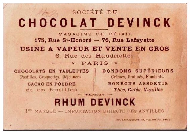 Chromo Chocolat DEVINCK - Où Diable Est Ma Bouteille De Cognac !!..-  Scans Recto Verso - Autres & Non Classés