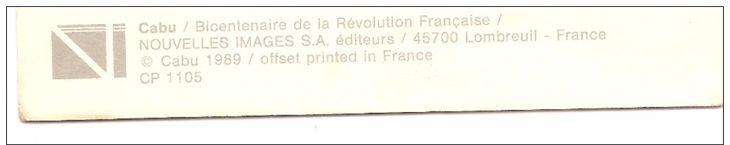 Carte Postale Vierge- Dessin De CABU - Bicentenaire De La Révolution Française- 1989 - Non Classés