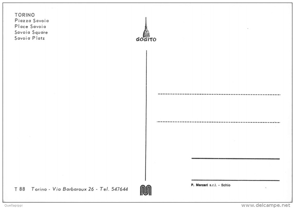 D3806 "TORINO - PIAZZA SAVOIA" ANIMATA - AUTO '60. CART. ORIG. NON SPEDITA - Places