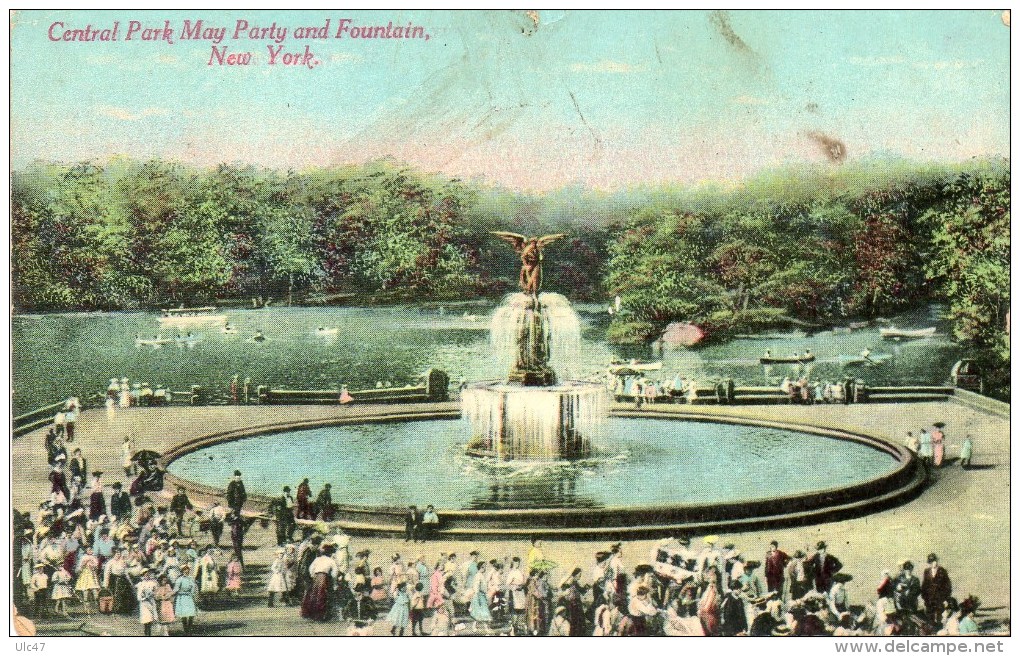 - NEW YORK. - Central Park May Party And Fountain. - Scan Verso - - Central Park