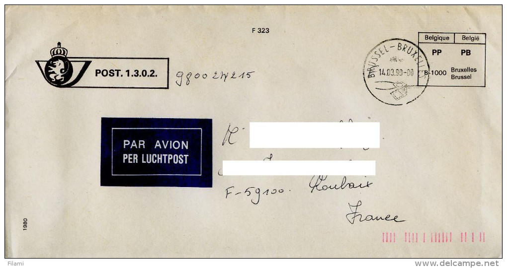 Enveloppes Service Des Postes,Postdienst,Belgique PP,PB,Par Avion,Per Luchtposte,felin,lion,couronne Royale Belge,lettre - Franchise