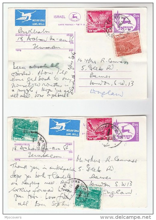 1974   2 X  ISRAEL UPRATED Postal STATIONERY CARD To GB  Stamps Cover - Covers & Documents