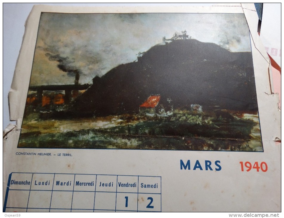 Page Calendrier Mars 1940 Des Ateliers De Constructions électriques De Charleroi(ACEC) - Small : 1921-40