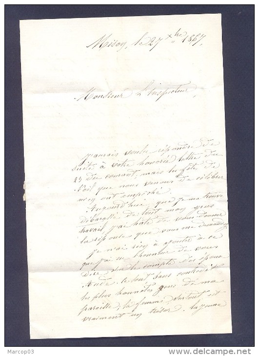 BASSES ALPES 5 LAC Tad 15 Sisteron du 27 décembre 1867 GC 3416 sur N° 22 oîte rurale I  = Mison TTB