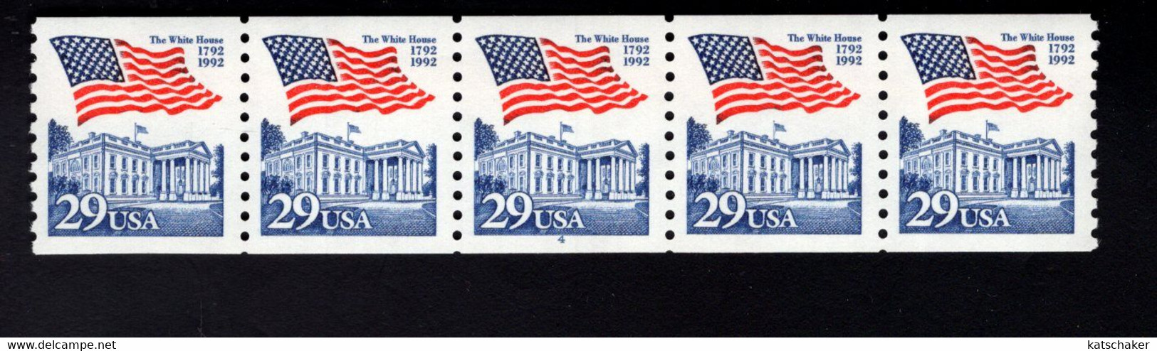 360929591 1992 (XX) SCOTT 2609 PCN 4 POSTFRIS MINT NEVER HINGED - FLAG OVER WHITE HOUSE - Coils (Plate Numbers)