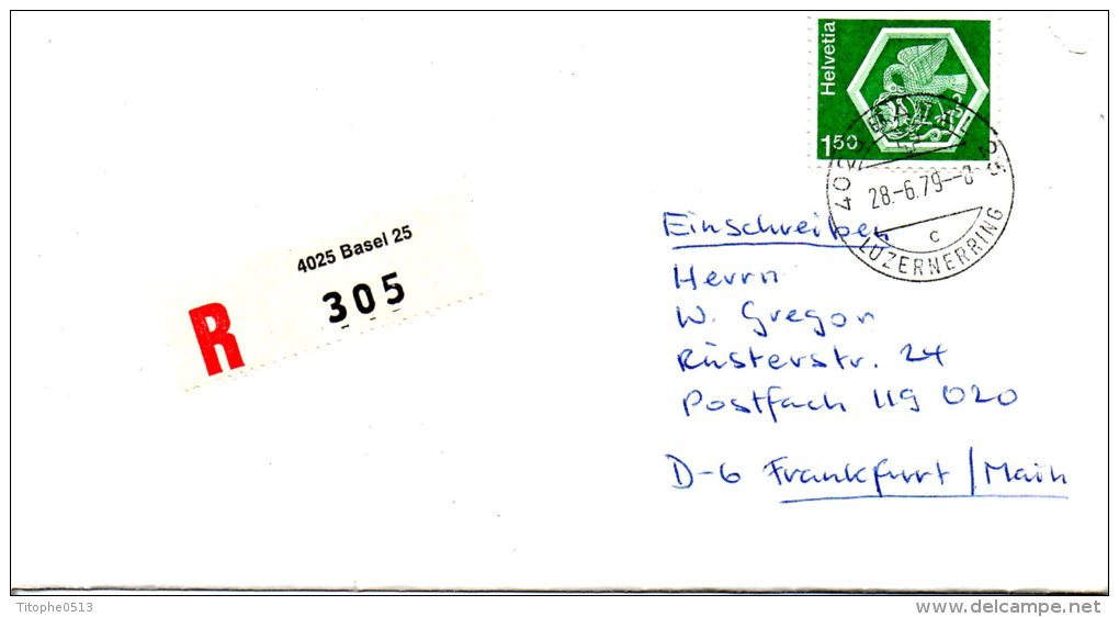 SUISSE. N°970 Sur Enveloppe Ayant Circulé En 1979. Médaillon Ornant Le Plafond Du Musée Du Couvent De Stein-am-Rhein. - Klöster