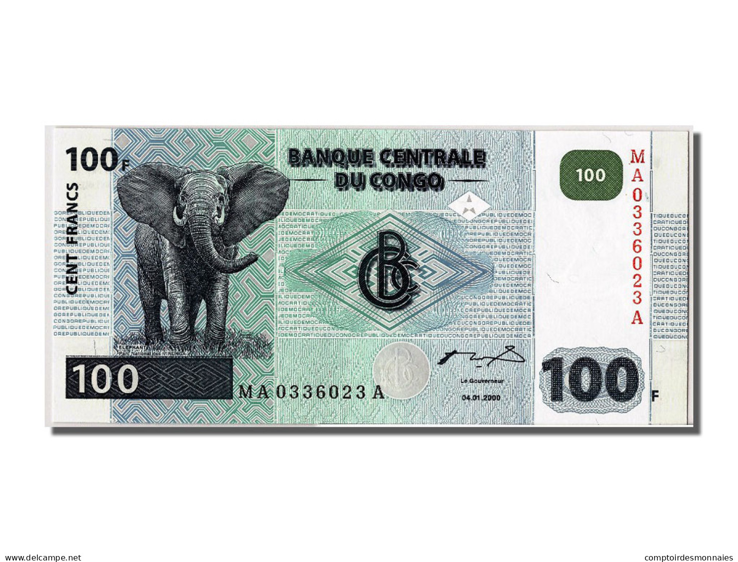 Billet, Congo Democratic Republic, 100 Francs, 2000, 2000-01-04, NEUF - Democratic Republic Of The Congo & Zaire