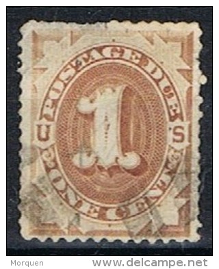 Stamp U.S.  Postage DUE 1 Cent Castaño, Fancy Cancel, Num J 1 º - Franqueo