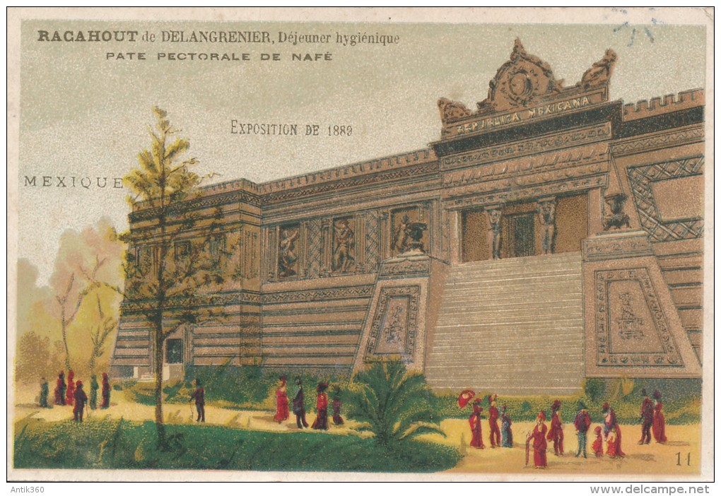 Chromo Exposition Paris 1889 Pavillon Du Mexique Racahout De DELANGRENIER Déjeuner Hygiénique - Autres & Non Classés