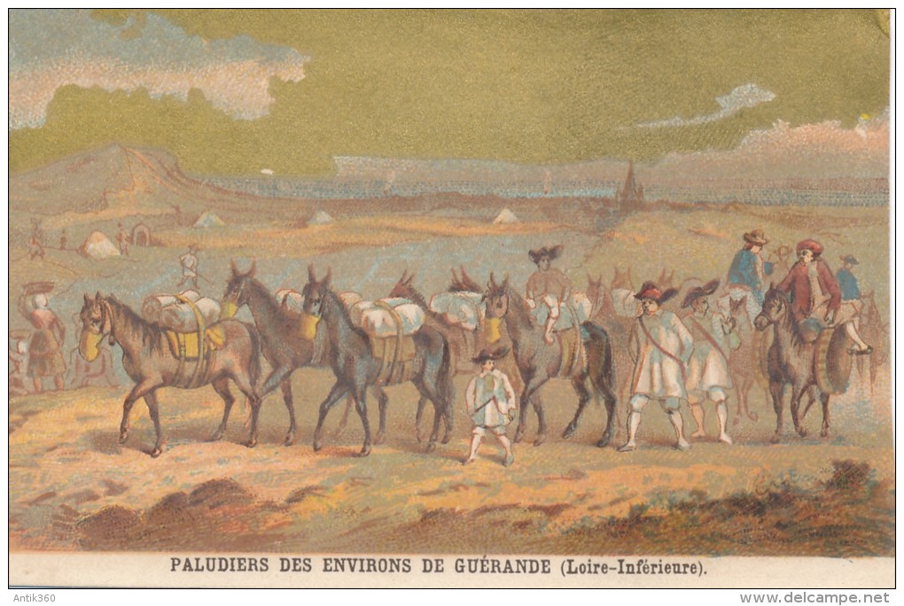 Chromo XIXème Paludiers Des Environs De Guérande Loire Inférieure Costume Et Coiffes Bretagne - Autres & Non Classés