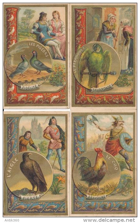 Lot De 4 Chromos Moka Bourgeois Proville Les Cambrai Les Oiseaux Et Les Hommes - Thee & Koffie