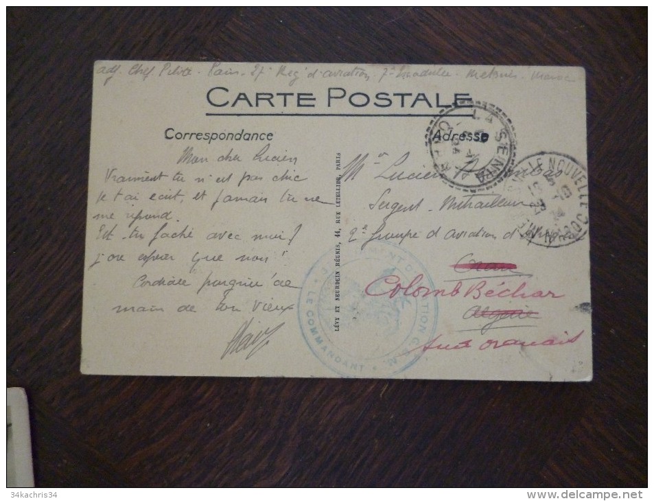 Sur CPA Meknes  Maroc Cachet Militaire 37ème Régiment D'aviation G.B.M. - Storia Postale