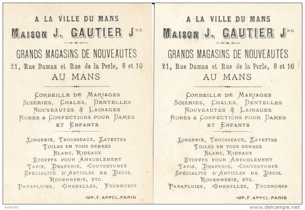 Lot De 2 Chromos Dorées Enfants Maison Gautier Le Mans - Autres & Non Classés