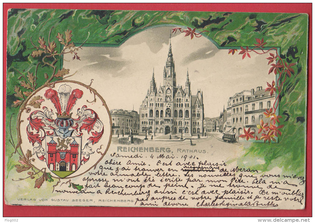 REICHENBERG : Rathaus , Carte Gaufrée De 1901 , Recto Verso . - Autres & Non Classés
