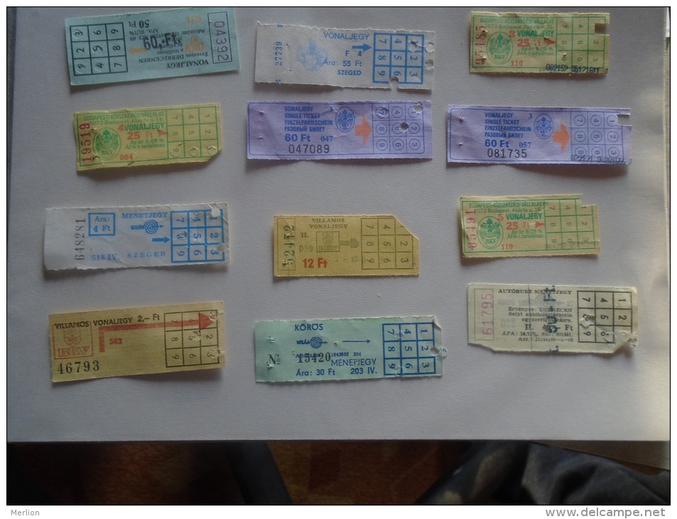 Hungary   Lot Of      One Way  Tram  And Bus   Tickets   1980-90's   - D137264 - Europe