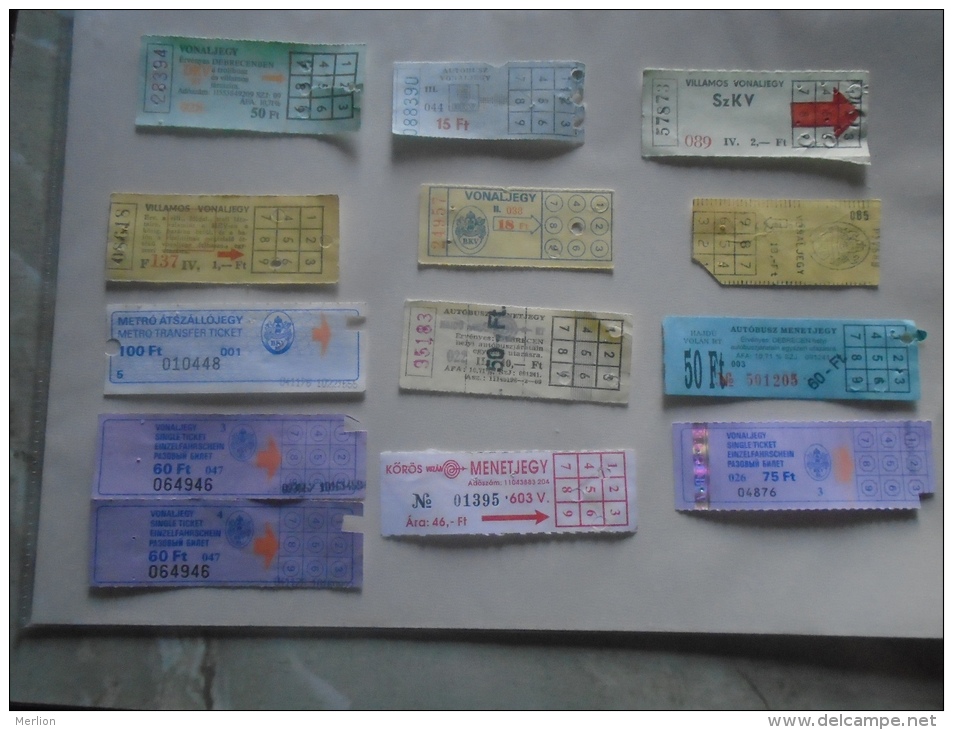 Hungary   Lot Of      One Way  Tram  And Bus   Tickets   1980-90's   - D137266 - Europe