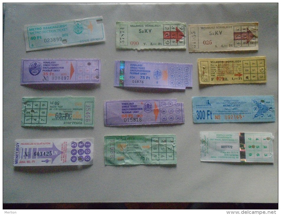Hungary   Lot Of      One Way  Tram  And Bus   Tickets   1980-90's   12 Pcs  - D137268 - Europa