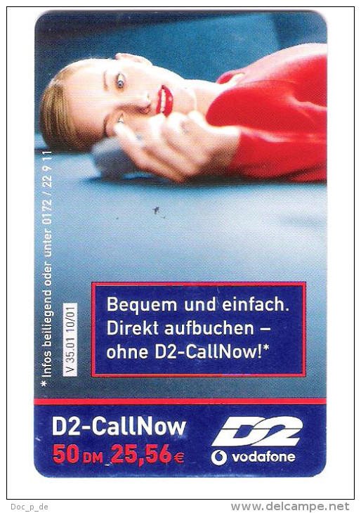 Germany - D2 Vodafone - Call Now Card - Girl On Phone - V35.01 - Date 10/03 - GSM, Voorafbetaald & Herlaadbare Kaarten