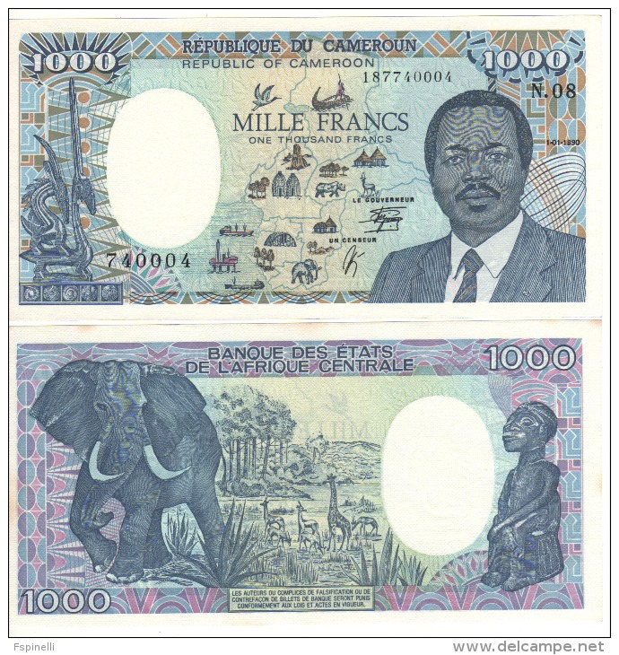 CAMEROUN 1'000 Francs ,  P26b   01.01.1990   UNC - Cameroun