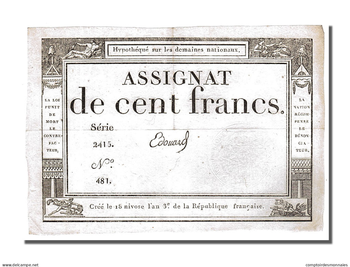 Billet, France, 100 Francs, 1795, Edouard, SUP, KM:A78, Lafaurie:173 - Assignats & Mandats Territoriaux