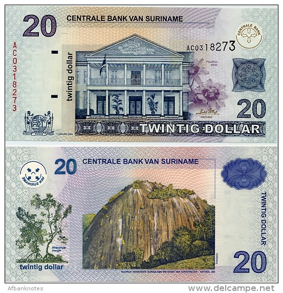 SURINAME       20 Dollar       P-159        1.1.2004         UNC - Suriname
