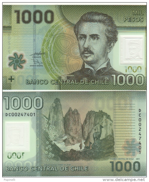 CHILE  1'000  Pesos ,   Polimer Issue   PNL  P161b   2011   UNC - Cile