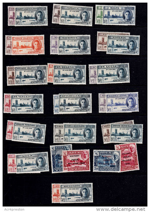 F0114 1946, 19 @ British Commonwealth Victory Sets, Mounted Mint, All Different - Lots & Kiloware (mixtures) - Max. 999 Stamps
