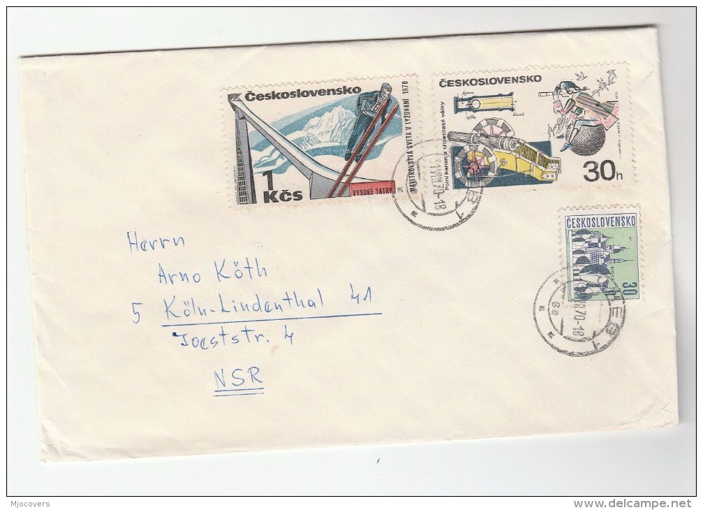 1970 CZECHOSLOVAKIA COVER  Stamps 1k SKI JUMPING Sport 30h CANNON  Skiing - FDC