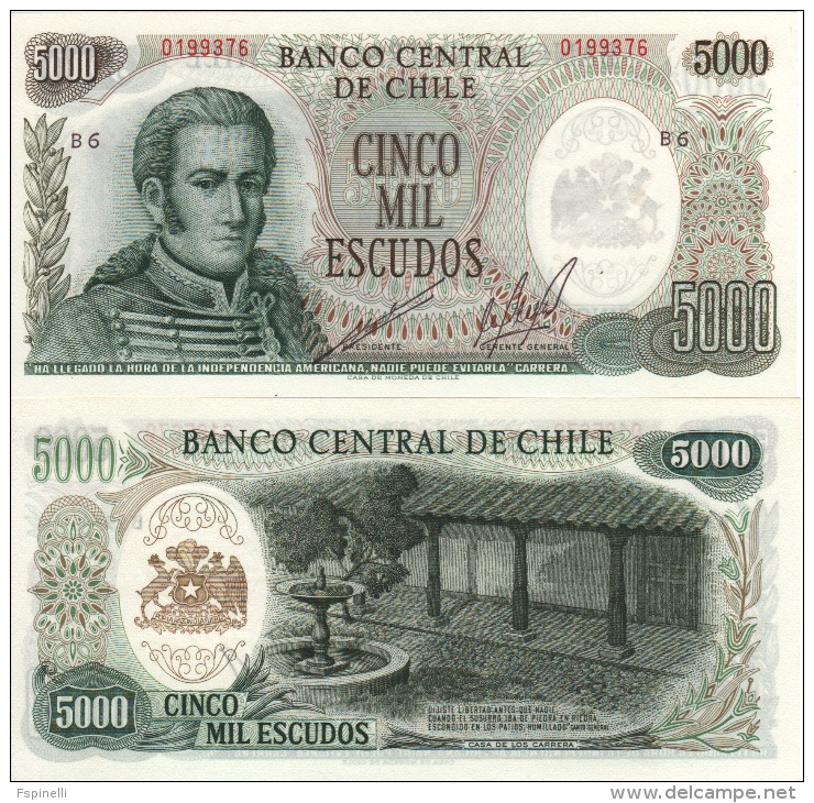 CHILE   5'000  Escudos ,       P147b   ND    UNC - Chili