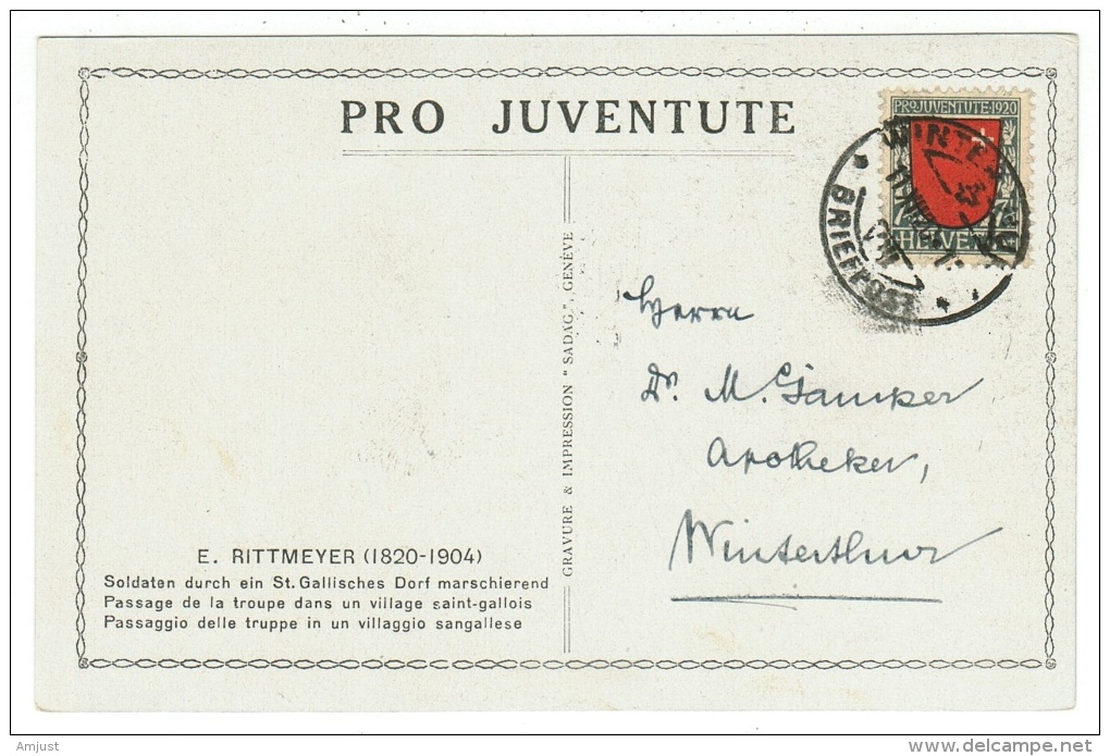 Suisse /Schweiz/Svizzera/Switzerland // Pro-Juventute // Carte Pro-Juventute 1920  Carte No.83 (cachet De Luxe) - Lettres & Documents