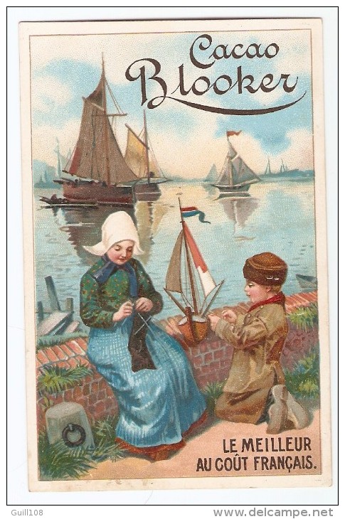 Jolie Chromo Cacao Blooker Amsterdam Jouet Voilier Petit Bateau Enfant Port Mer Victorian Trade Card A1-26 - Sonstige & Ohne Zuordnung