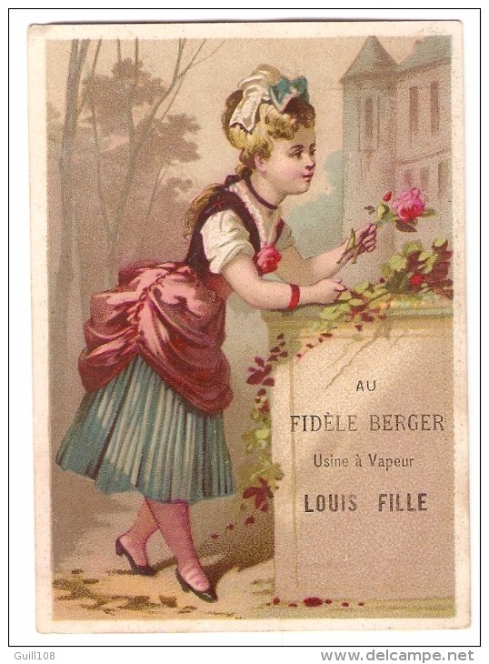 Jolie Chromo Calendrier 1879 1er Semestre Lithographie Romanet Paris Au Fidèle Berger Louis Fille Fleur Rose A7-4 - Sonstige & Ohne Zuordnung