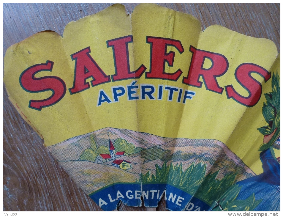 SALERS GENTIANE  RARE EVENTAIL PUBLICITAIRE - Advertising