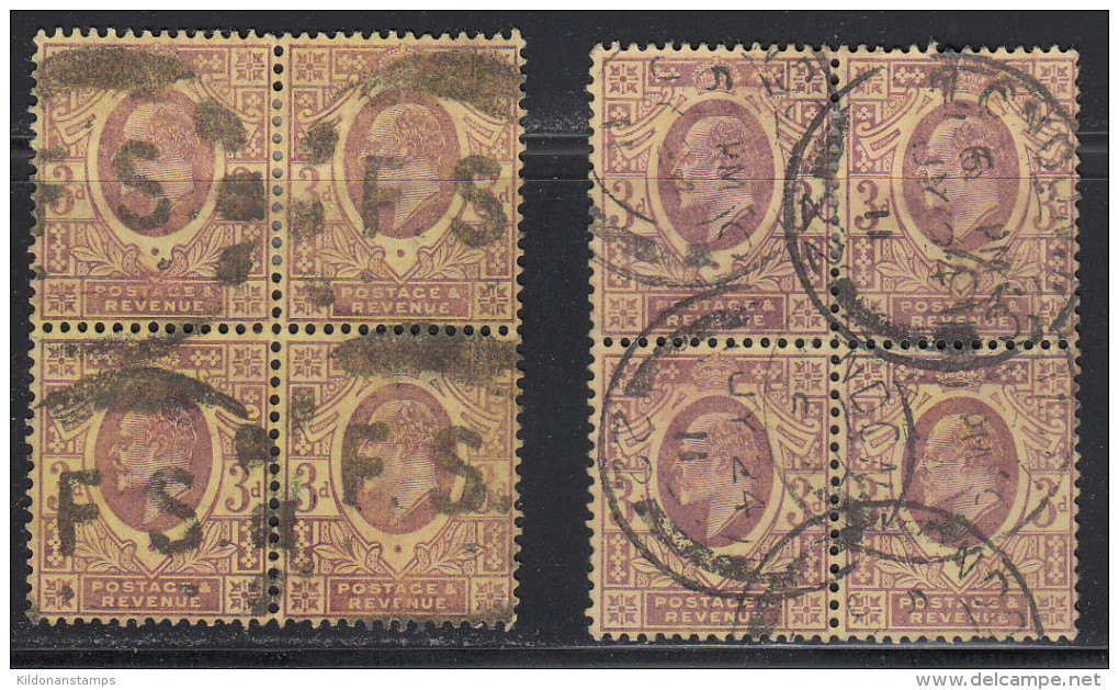 Great Britain 1902-10 Cancelled, Blocks, Sc# , SG 232, 232b - Oblitérés