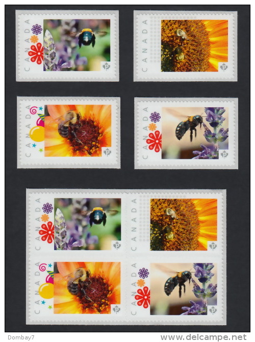 BEE AT WORK Block & Set Of 4 Picture Postage MNH Stamps Canada 2015 [p15/12be8] - Honeybees