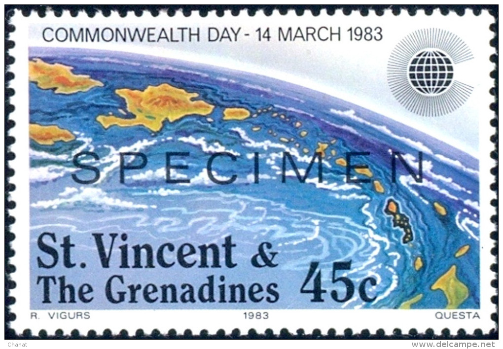 GEOGRAPHY-OCEANIC LAYOUTS-COMMONWEALTH DAY-SPECIMEN-St VINCENT-1983-MNH-B3-944 - Geographie