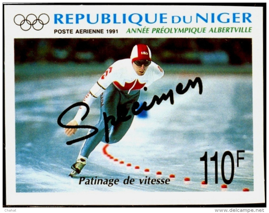 SPORTS-WINTER SPORTS-SPEED SKATING-SPECIMEN-OLYMPIC YEAR-PRE ALBERTVILLE-IMPERF-NIGER-110F-MNH-B3-946 - Skateboard