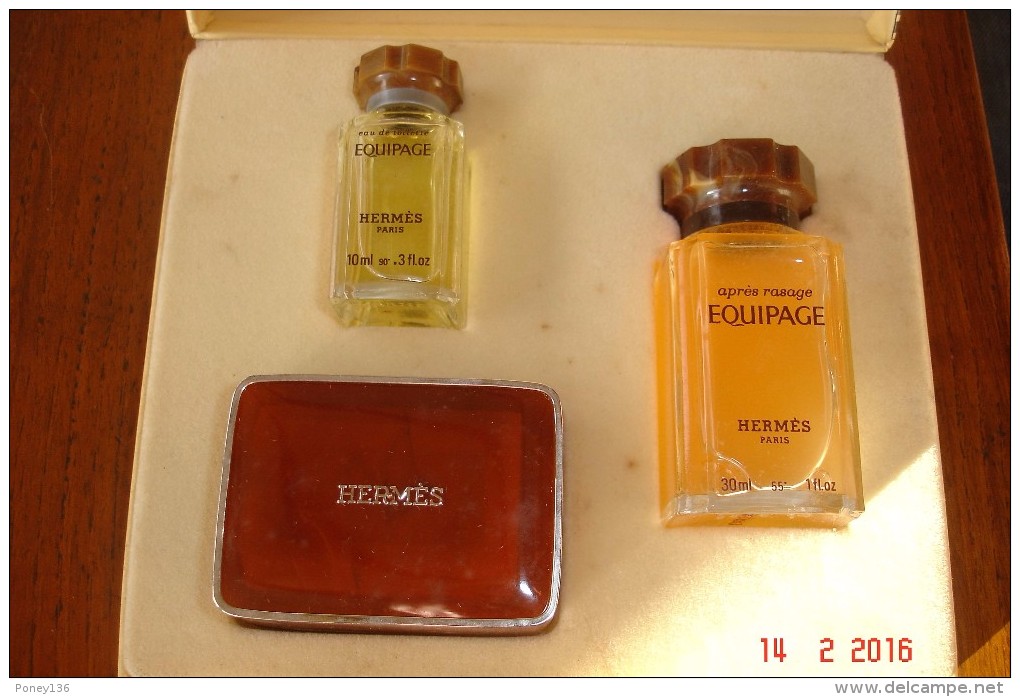 Coffret Equipage Hermes Eau De Toilette 10 Ml,après-rasage 30 Ml Savon 24 Grs 1981.Complet Non Touché. - Hombre