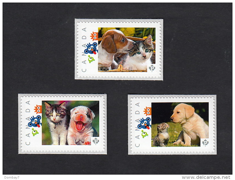 KITTEN & PUPPY Set Of 3 Picture Postage MNH Stamps Canada 2016 [p16/01-2rk3] - Dogs