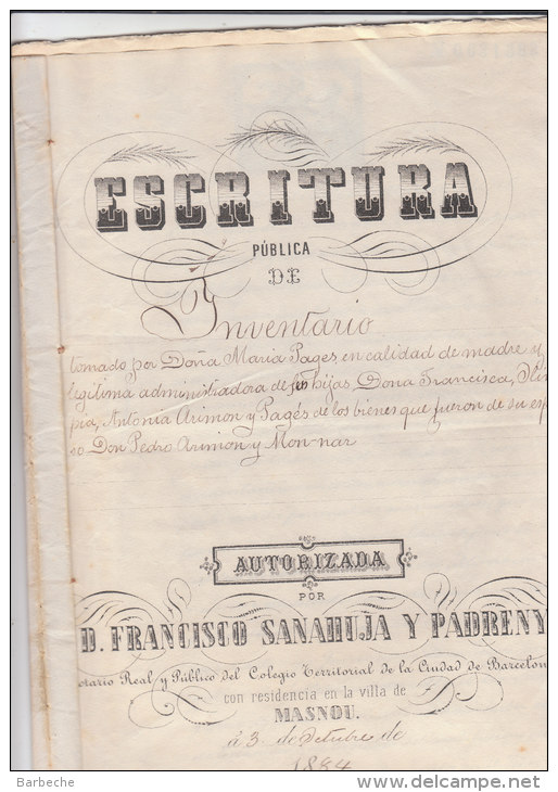 MANUSCRIT 1884 ( 6 Pages ) - Documentos Históricos