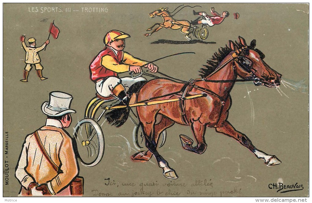 LES SPORTS - Trotting équitation Courses, Carte Illustrée Par Charles Beauvais. - Reitsport