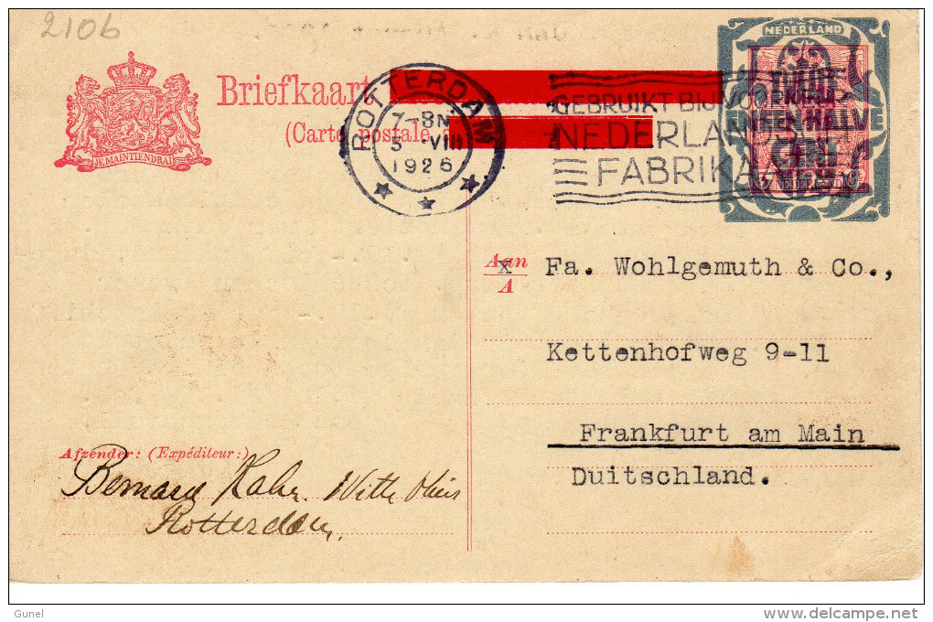 Bk G210b  Rotterdam - Frankfurt Am Main - Postal Stationery