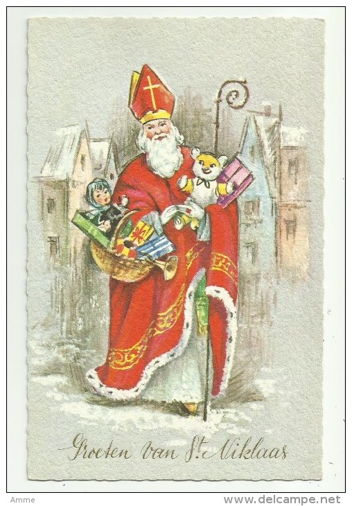 Vintage Postcard  *  Groeten Van St. Niklaas - Saint-Nicholas Day