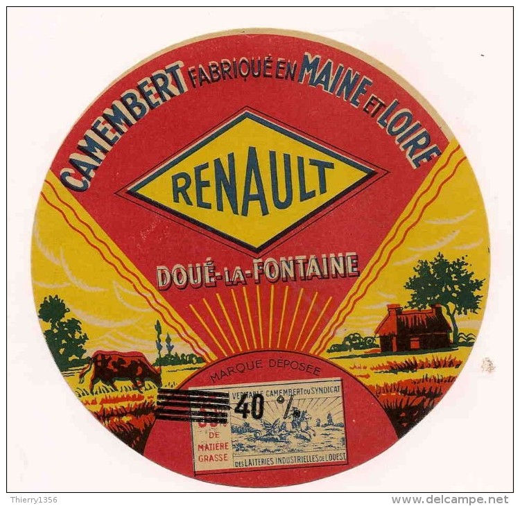 ETIQUETTE DE FROMAGE Camembert RENAULT DOUE LA FONTAINE MAINE ET LOIRE - Fromage