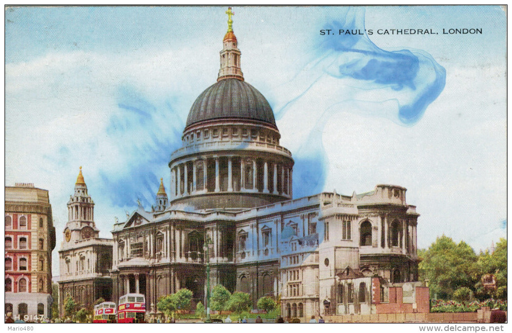 LONDRA ST. PAUL'S CATHEDRAL  (INDIRIZZATA E APPARTENUTA AL "COMM GILBERTO GOVI) 2 SCAN  (VIAGGIATA) - St. Paul's Cathedral