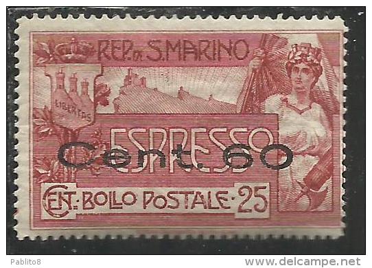 REPUBBLICA DI SAN MARINO 1923 ESPRESSO SPECIAL DELIVERY CENT. 60 SU 25c MNH - Francobolli Per Espresso