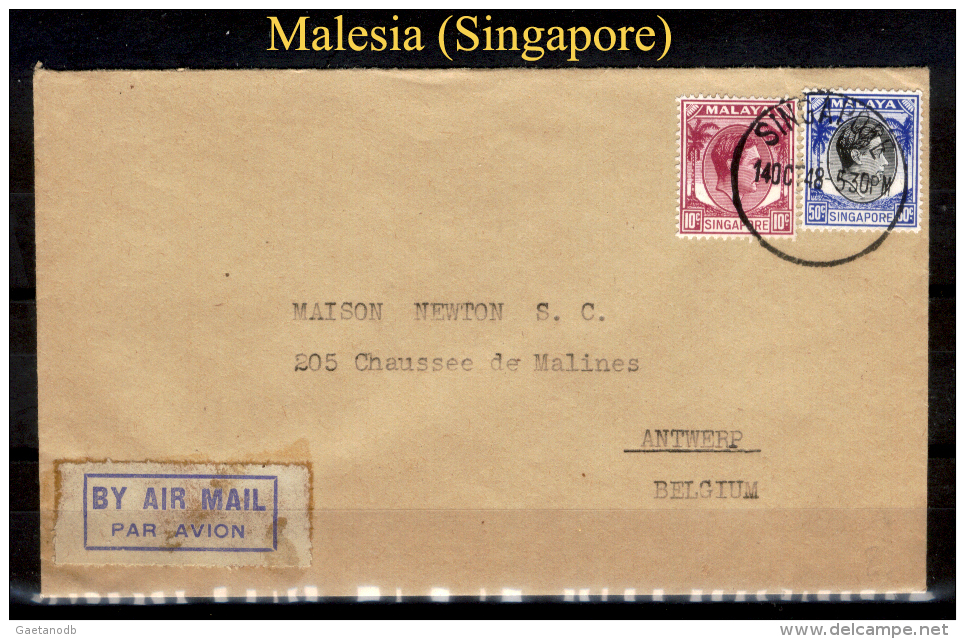 Malesia-SP0008 (Busta, Via Aerea, Da Singapore A Antwerp - Belgio). - Fédération De Malaya