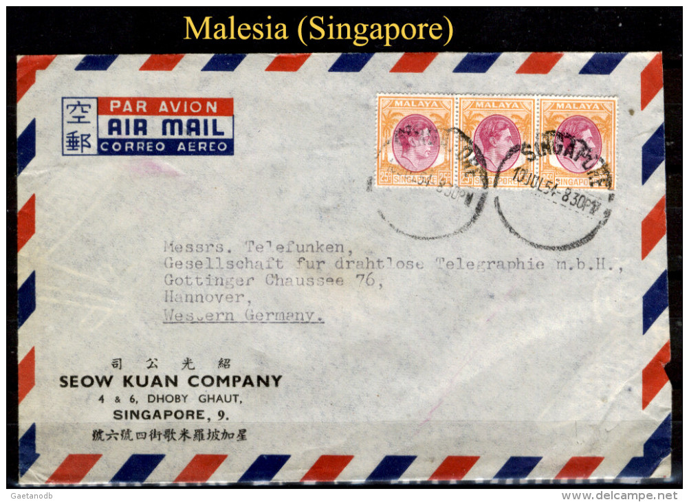 Malesia-SP0009 (Busta, Via Aerea, Da Singapore A Hannover). - Federation Of Malaya