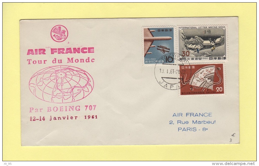 Air France - Tour Du Monde - Boeing 707 - Janvier 1961 - 1960-.... Brieven & Documenten